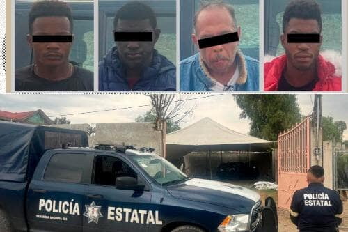 Detienen en Zumpango, a tres haitianos y un mexicano con camioneta recién robada